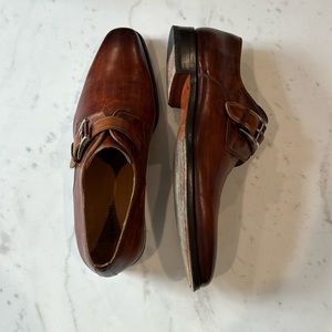 Magnanni Monk Strap Leather Dress Loafer Dark Brown Size 10 US D Gently Used